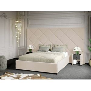 Imagine Pat Tapitat cu Panou 305x171 C4 Dubai cu somiera fixa Crem - Velluto 2 180x200