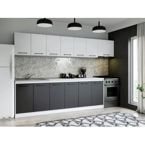 Imagine Set Mobila Bucatarie Mina Dual 300 Gri Antracit/Alb C166