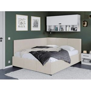 Imagine Pat Tapitat de colt Avelis cu somiera fixa Crem - Swing 1 140x200