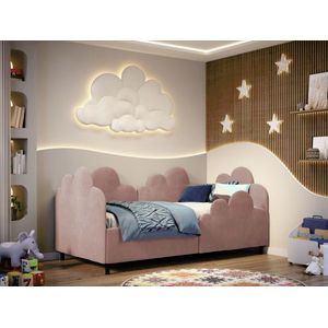 Imagine Pat de colt copii 90×190 cm, Fantasy, cu lada de depozitare, rabatabil, C4 Roz - Swing 14