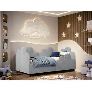 Imagine Pat de colt copii 90×190 cm, Fantasy, cu lada de depozitare, rabatabil, C4 Gri - Swing 16