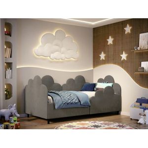 Imagine Pat de colt copii 90×190 cm, Fantasy, cu lada de depozitare, rabatabil, C4 Cappuccino - Swing 4