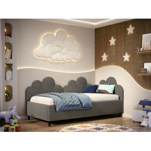 Imagine Pat de colt copii 90×190 cm, Fantasy, cu lada de depozitare, rabatabil, C2 Cappuccino - Swing 4