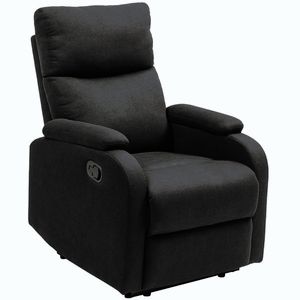 Imagine HOMCOM Fotoliu Recliner din In cu Suport Reglabil pentru Picioare, 69x91, 5x103 cm, Negru | Aosom Romania