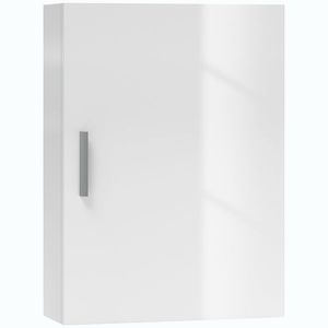 Imagine HOMCOM Dulap de Perete pentru Baie cu Rafturi Reglabile din Sticlă Securizată, 40x15x55 cm, Alb lucios | Aosom Romania