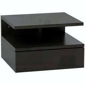 Imagine HOMCOM Noptiere Suspendate cu Sertar și Raft Superior din Lemn, 35x32x22, 5 cm, Negru | Aosom Romania