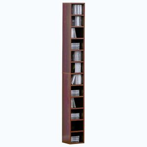 Imagine Biblioteca tip coloana cu 12 etajere, din MDF, sustine maxim 15kg 21x20x175cm, maro HOMCOM | Aosom RO