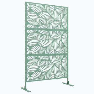 Imagine Outsunny Panou paravan de protecție decorativ paravant exterior verde cu model vegetal din metal, 122 x 45 x 198 cm, verde | Aosom Romania