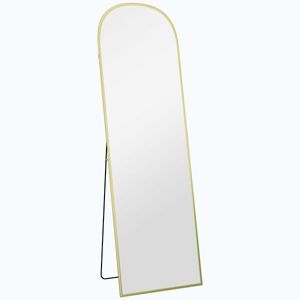 Imagine HOMCOM Oglindă de Podea și Perete cu Suport Pliabil, 50x161.5cm, Auriu | Aosom Romania