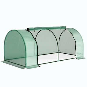 Imagine Sera Tunel Outsunny din Otel si cu Capac din PVC, 200x100x80 cm, Transparent si Verde | Aosom Romania
