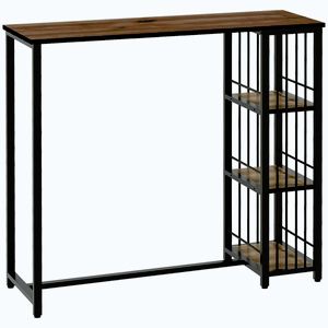 Imagine HOMCOM Masa de bar masa inalta de bucatarie mange-debout cu rafturi 120 x 40 x 105 cm picior otel negru | Aosom Romania
