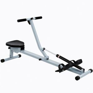 Imagine HOMCOM Aparat de Vaslit Profesional, Fitness, cu Display, Structură din PVC și Oțel, pentru Antrenament Complet, Gri și Negru | Aosom Romania