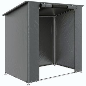 Imagine Outsunny Cort garaj 1, 9x1, 2 m impermeabil cort garaj cu ușă cu fermoar rulabil fereastră de ventilație Gri închis | Aosom Romania