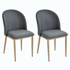 Imagine HomCom set 2 scaune captusite, scaune moi pentru sufragerie, scaune pentru living 50x58x85 cm, gri | AOSOM RO