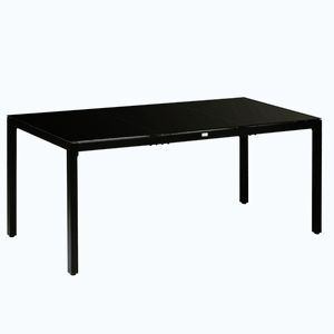 Imagine Masa pentru exterior Outsunny cu 8 locuri cu blat din sticla securizata, negru | Aosom Romania
