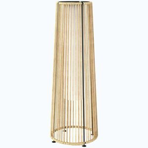 Imagine Outsunny Felinar Solar Exterior din Ratan Sintetic cu LED-uri Pornire și Oprire Automată Impermeabil Ø21, 5x61 cm Natural | Aosom Romania