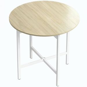 Imagine HOMCOM Masă pliabilă, masă rotundă pliabilă 80 cm cu cadru din oțel, loc pentru 2-4 persoane, aspect lemn natural | Aosom Romania