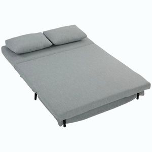 Imagine HOMCOM Canapea Extensibilă 2 Persoane 3 în 1 din Material Tip In cu 2 Perne, Cadru din Eucalipt, Gri Deschis | Aosom Romania