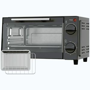 Imagine HOMCOM Mini Cuptor Electric 9L Cuptor Electric de Masă 750W cu Temperatură Reglabilă Temporizator 35x24, 6x20 cm Gri | Aosom Romania