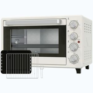 Imagine HOMCOM Cuptor electric de blat 32L 1600W cu 3 moduri de încălzire Temporizator Temperatura reglabilă 52, 2x38, 1x33, 5 cm Crem | Aosom Romania