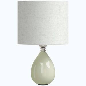 Imagine HOMCOM Lampă de masă din ceramică, cu abajur textil aspect in, E27, întrerupător basculant, pentru dormitor, crem | Aosom Romania