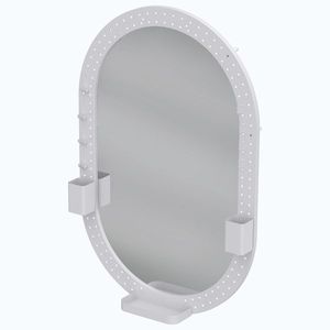 Imagine HOMCOM Oglindă de Perete cu Panou Perforat Oglindă Decorativă 90x60 cm pentru Living Dormitor Alb | Aosom Romania