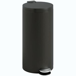 Imagine HOMCOM Coș de gunoi 30 L cu pedală și capac cu închidere silențioasă, coș interior metalic, negru, 36 x 30 x 60, 5 cm | Aosom Romania