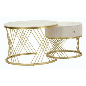 Imagine Mauro Ferretti Set De 2 Masute De Cafea Votix, Cm Ø 70X48-50X43, 3 | Aosom Romania