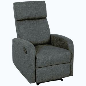 Imagine HOMCOM Fotoliu de relaxare, fotoliu de odihnă reglabil cu suport pentru picioare ajustabil, fotoliu de living modern cu material textil, Gri | Aosom Romania