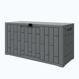 Imagine Outsunny Ladă de Grădină 227 L din Rășină, Rezistentă la Apă și UV, cu Închidere pentru Lacăt, 106, 5 x 43 x 54, 5 cm, Gri | Aosom Romania