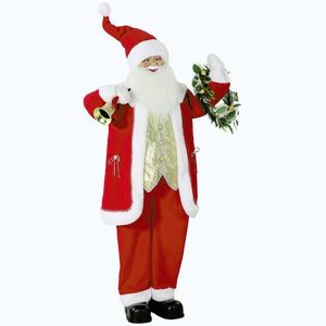 Imagine HOMCOM Moș Crăciun care cântă, 150 cm, figură animată în picioare cu clopoțel și coroană, activată prin sunet/atingere | Aosom Romania