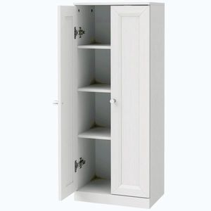 Imagine HOMCOM Dulap de baie îngust, dulap de depozitare pe picioare cu 2 uși și 3 rafturi, pentru living, dormitor, alb | Aosom Romania