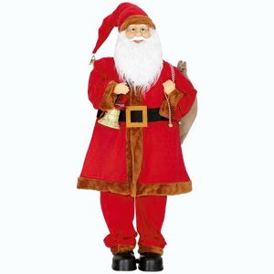 Imagine HOMCOM Moș Crăciun 120 cm figurină cu cap și brațe mobile, clopoțel și sac, senzor de sunet și atingere | Aosom Romania