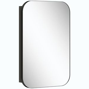 Imagine HOMCOM Dulap cu oglindă pentru baie, dulap de baie cu oglindă, dulap suspendat cu poliță reglabilă, 40 x 10 x 60 cm, Negru | Aosom Romania