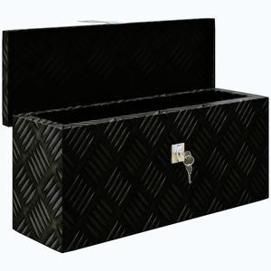 Imagine HOMCOM Cutie de depozitare - cutie pentru scule din aluminiu - alu. închidere cu cheie - dim. 50L x 15, 5l x 20, 5H cm | Aosom Romania