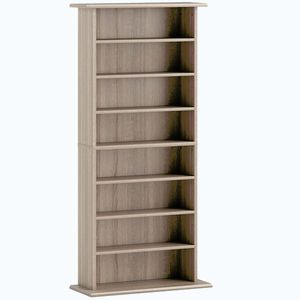 Imagine HOMCOM Raft pentru CD-uri cu 6 rafturi reglabile, capacitate 360 CD/185 DVD, 58 x 24 x 126, 3 cm, culoare lemn | Aosom Romania