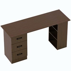Imagine HOMCOM Birou modern cu 3 sertare și 3 rafturi pentru dormitor și birou, din lemn, 120x49x72 cm, nuc | Aosom Romania