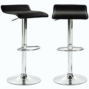 Imagine HOMCOM Set de 2 taburete de bar rotative Taburete înalte de bucătărie înălțime reglabilă 62-83 cm Spătar și suport pentru picioare Negru | Aosom Romania