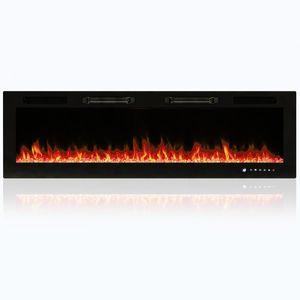 Imagine HOMCOM Șemineu Electric Încastrabil cu Flacără Independentă, 3 Moduri de Încălzire și Telecomandă, 152, 4 x 9, 4 x 47 cm, Negru | Aosom Romania