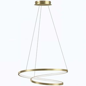 Imagine HOMCOM Lampă suspendată LED 38W cu 2 inele și 3 temperaturi de culoare, 3000-6500K, înălțime reglabilă, auriu | Aosom Romania