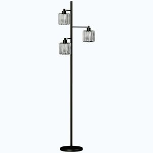 Imagine HOMCOM Lampă de Podea 40W, 3 Becuri LED E27, Telecomandă Magnetică, Dimabilă, 3 Temperaturii de Culoare, Negru | Aosom Romania