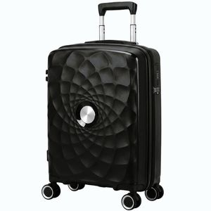 Imagine HOMCOM Troler de cabină 45, 7 cm ușor și rigid cu port USB încuietoare TSA și 4 roți duble rotative Negru | Aosom Romania