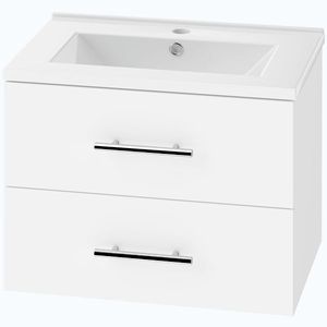 Imagine HOMCOM Dulap cu Lavoar pentru Baie, Alb, cu 2 Sertare | Aosom Romania