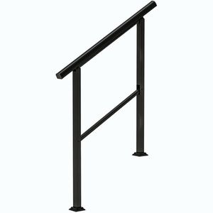 Imagine Outsunny Balustradă pentru 2-3 trepte, 94cm, mână curentă reglabilă pentru exterior și interior, metal, Negru | Aosom Romania
