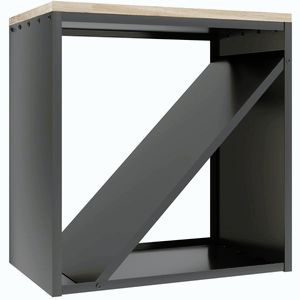 Imagine Outsunny Suport pentru Lemne de Interior 2 în 1, Suport Înălțat cu Separator, pentru Șemineu, 58 x 36 x 60 Cm, Negru | Aosom Romania