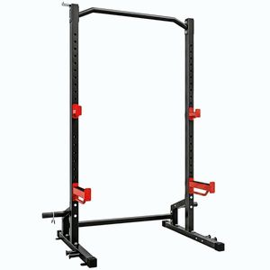 Imagine SPORTNOW Stație de tracțiuni Power Tower 500 kg pentru Genuflexiuni cu Bară de Tracțiuni, Negru | Aosom Romania