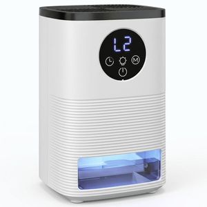 Imagine HOMCOM Dezumidificator portabil pentru casă 1400 ml cu lumină RGB în 7 culori, display LED, timer, mâner, alb | Aosom Romania